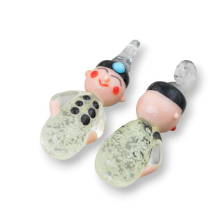 Fantasie Anhänger aus mundgeblasenem Glas 4 Stück 17x39mm MOD2