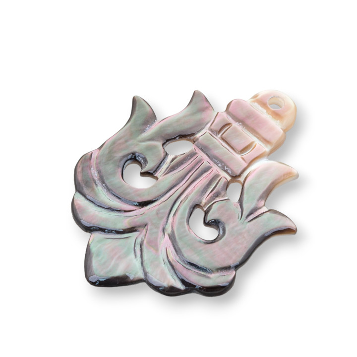 Pendentif Nacre Noire Composant MOD34 35x46mm 2pcs