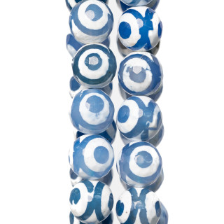 Tibetan Agate Faceted 12mm Blue Circle