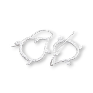 Base Per Orecchini Di Argento 925 A Monachella Con Motivo Floreale Microfuso 16x27mm 3 Paia Rodiato