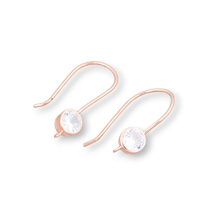 Base for 925 Silver Earrings with Light Point 5.5mm 5 Pairs Rose Gold