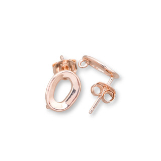 Base de boucle d'oreille en argent sterling 925 avec goupille zéro ondulée 8,5 x 11 mm 4 paires d'or rose