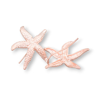 925 Silver Earring Base Starfish Hooks 27mm 2 Pairs Rose Gold
