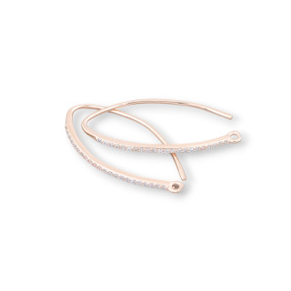 Base Per Orecchini Di Argento 925 Con Zirconi Monachella 1,5x36mm 3 Paia Oro Rosa
