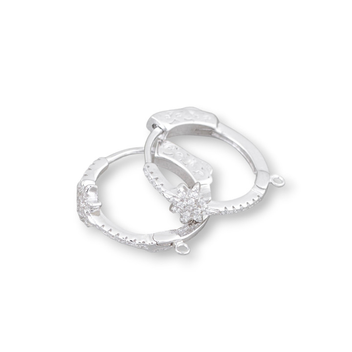 925 Sterling Silber Ohrringe Basis mit Zirkonia Haken 7x18mm 2 Paar Rhodium