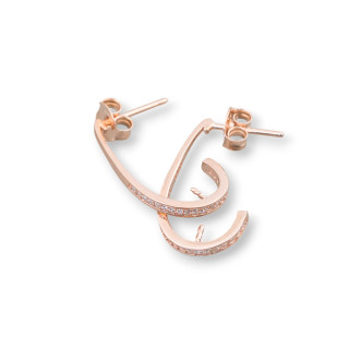 925 Sterling Silber Ohrringe Basis mit Zirkonia Ohrstecker AJ 14x22mm 3 Paar Roségold