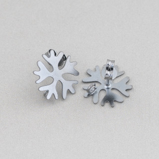 Base Pour Boucles D'Oreilles En Argent 925 Plaque Pin Flocon De Neige 16mm Bruni Avec Passivation 4 Paires