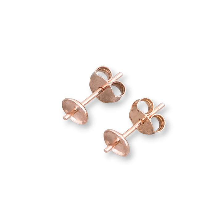 Βάση για σκουλαρίκια από ασήμι 925 Stud with Cup and Butterfly 4mm 20 Pairs Rose Gold