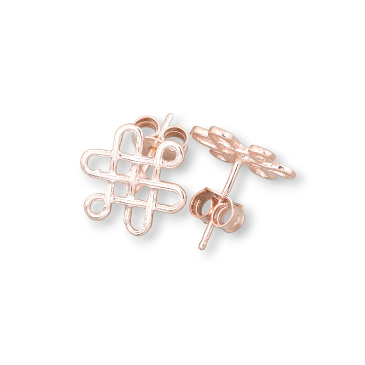 Base Pour Boucles D'oreilles En Argent 925 Infinity Stud 14mm 3 Paires Or Rose