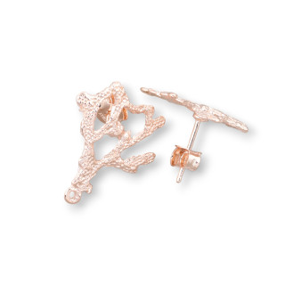 Base For Earrings Of 925 Silver Stud Sprigs 20x24mm 2 Pairs Rose Gold