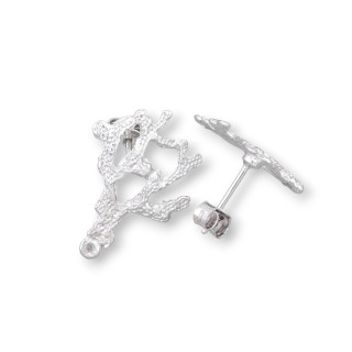 Basis für Ohrringe aus Silber 925 Pin Zweige 20x24mm 2 Paar Rhodium