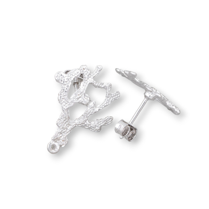 Basis für Ohrringe aus Silber 925 Pin Zweige 20x24mm 2 Paar Rhodium