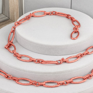 Catena Di Alluminio Ovale Rigato 14x28mm Rosso 1 Metro