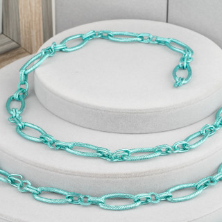 Striped Oval Aluminum Chain 14x28mm Green 1m