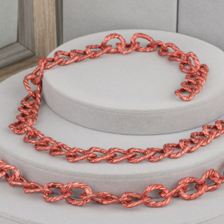 Cadena Aluminio Rayas Ovaladas 15x21mm Rojo 1mt