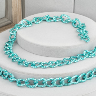 Striped Oval Aluminum Chain 15x21mm Green 1m