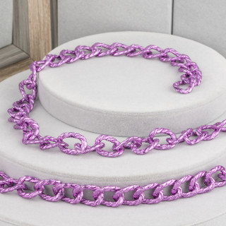 Cadena Aluminio Rayas Ovaladas 15x21mm Morado 1mt