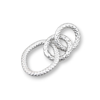 Brass Component Chain 3 Rings 17x36mm 24pcs Rhodium Plated
