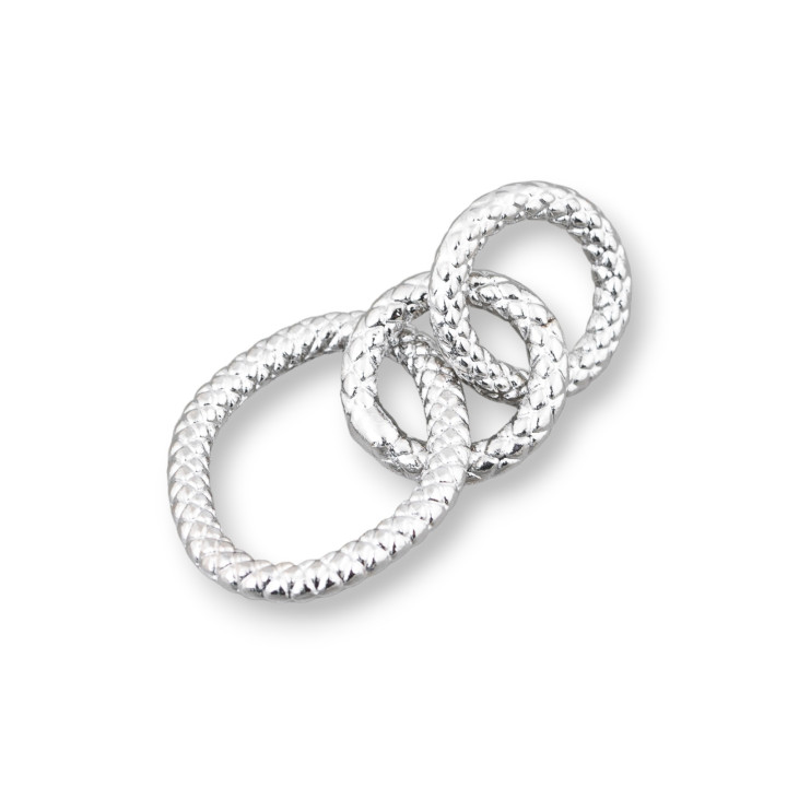 Chaîne Composante Laiton 3 Anneaux 17x36mm 24pcs Rhodié