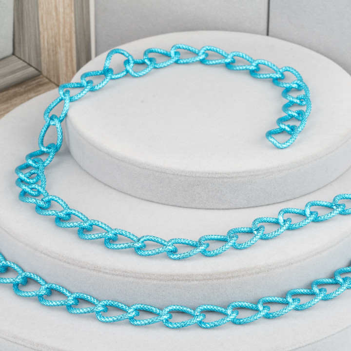 Cadena Aluminio Oval Diamante 14x20mm Azul 1mt