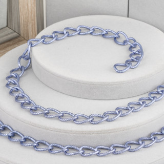 Chaîne Diamant Ovale Aluminium 14x20mm Bleu Jeans 1mt