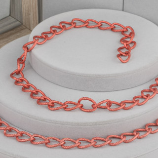 Diamond Oval Aluminiumkette 14x20mm Rot 1mt