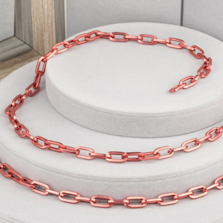 Magila Square Chaîne Ovale Aluminium 8x16mm Rouge 1mt