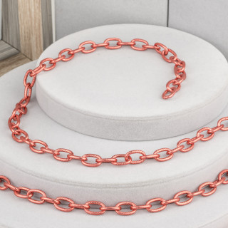 Cadena Aluminio Rayas Ovalada 10x15mm Rojo 1mt