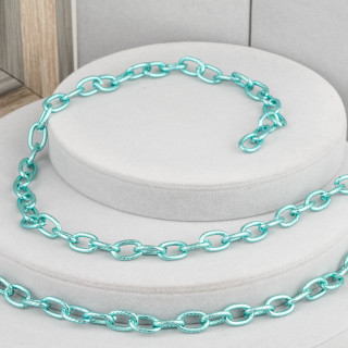 Chaîne en aluminium à rayures ovales 10x15mm vert 1mt