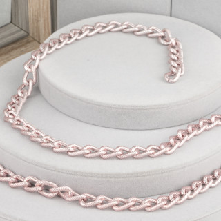 Striped Oval Aluminum Chain 11x16mm Pink 1mt