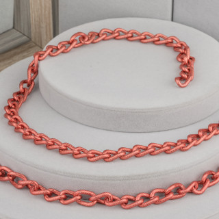 Gestreifte ovale Aluminiumkette 11x16mm Rot 1mt