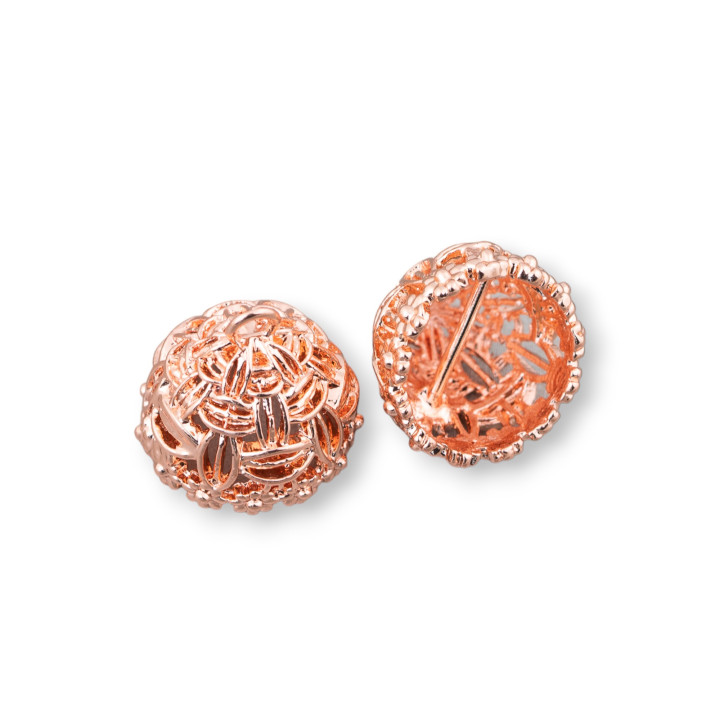 Cúpula Filigrana Bronce Copas Con Anillo 15x16mm 18Pz Mod3 Oro Rosa