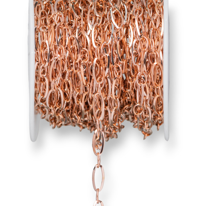 Ovale Stahlkette 4,0x9,0mm + Drahtseil 0,6mm 10 Meter Roségold