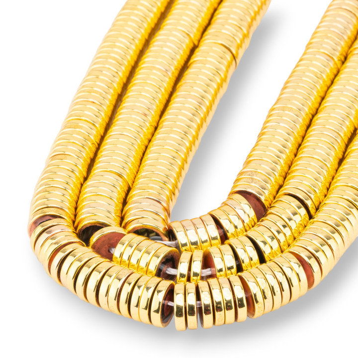 Hematite 18k Gold Rondelle Discs Smooth 10x2mm