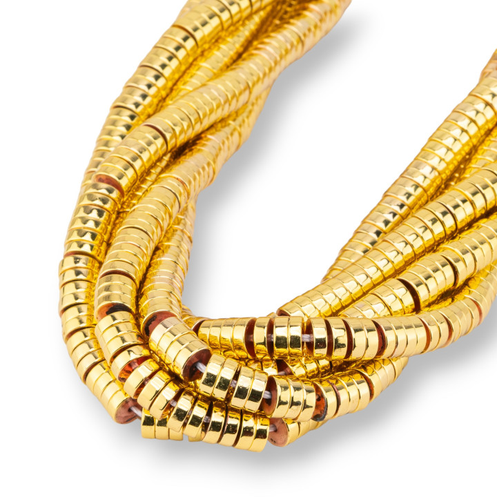 Hämatit-Scheiben, glatte Scheiben, 8 x 2 mm, 18 Karat Gold