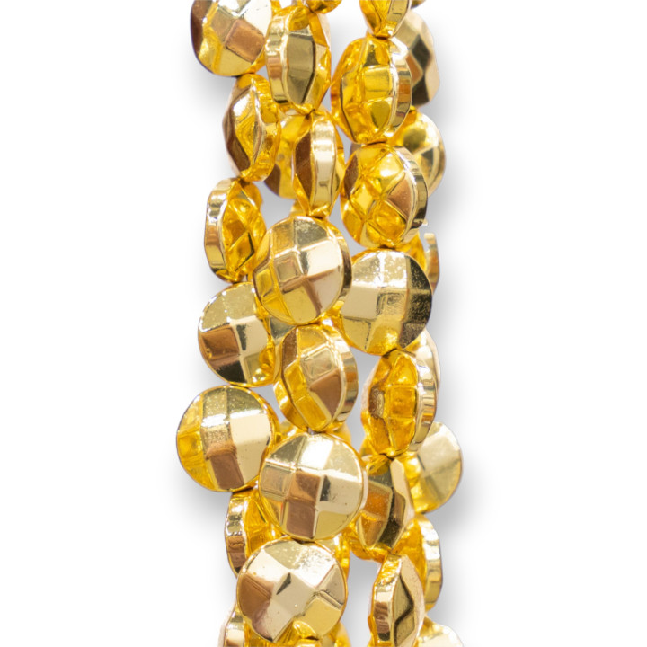 Placa Hematites Redonda Facetada 6mm Oro 18k