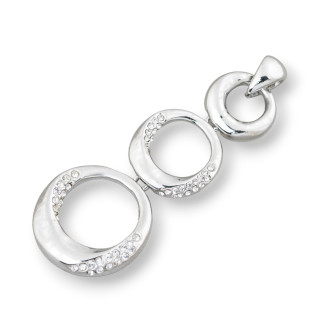 Messinganhänger Anhänger Abstufung Kreise mit Zirkonen 27x72mm Rhodium