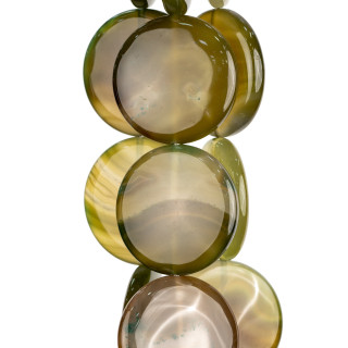 Grüner Achat, rund, glatt, flach, 40 mm, grüner Farbverlauf