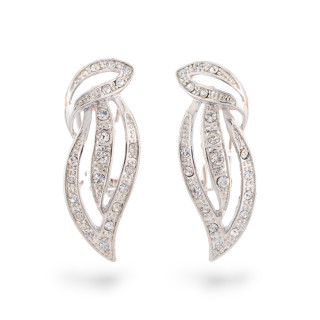 Geschlossene Ohrstecker aus Bronze mit Strass 13x33mm Rhodium