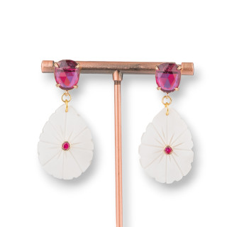 Aretes De Bronce Con Ojo De Gato Y Camafeos Italianos De Rubíes