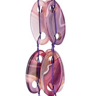 Agate violette ovale lisse plate sans trou traversant 25x50mm 7pcs