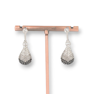 Aretes De Latón Con Colgante Gota Y Circonitas 12x35mm