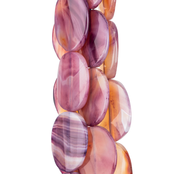 Ágata Púrpura Placa Oval Facetada 30x40mm Púrpura Degradado Melocotón