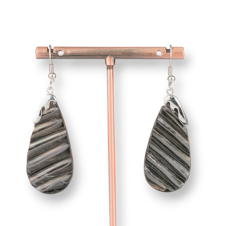 Bronze Earrings with Mother of Pearl 20x60mm MOD1