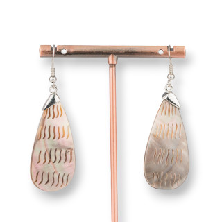 Boucles d'Oreilles Crochet Bronze Avec Nacre 20x60mm MOD5
