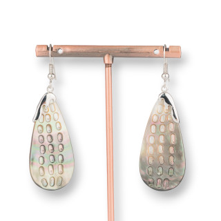 Bronze Leverback Earrings With Mother of Pearl 20x60mm MOD6