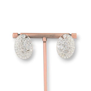 Pendientes De Clip Oval De Latón Con Circonitas 17x23mm