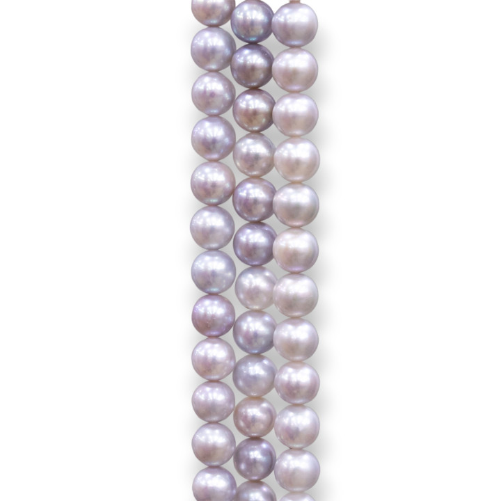 Perle di Fiume Tonde 7,5-8,0mm AAA Grigio Silver