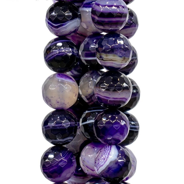 Agate Violette Strié Facette 14mm