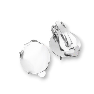 Base Pour Boucles D'Oreilles Clip Laiton Lunette 17mm 10 Paires Rhodié